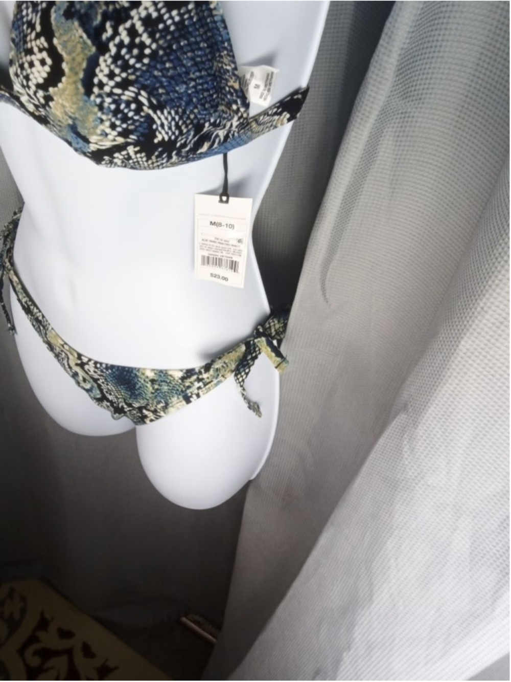 Women's Shade & Shore Bikini M Blue Black Snake Print Swimsuit - Picture 4 of 8